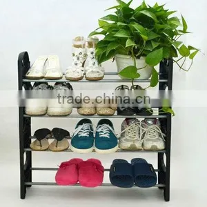 12 Pair 4 Tier Home Black Shoe Storage Shelves (FH-SR0064) thumbnail-1