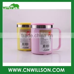 BPA Free 300ML Stainless Steel Tumbler With Color Plastic Lid and Handle thumbnail-1