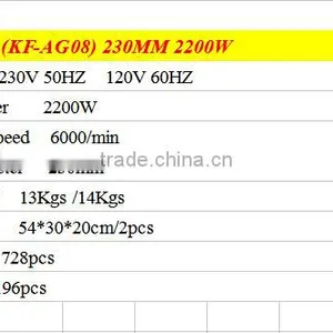 MANUFACTUTR ELECTRICITY POWER SOURCE HIGH QUALITY TOOLS TYPE FOR ANGLE GRINDER 230MM /9'' 2200W MACHINE thumbnail-5