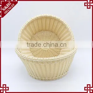 Wholesale Custom Made Round Fruit Basket Beige Color Bulk Wicker Baskets thumbnail-1
