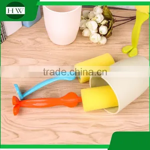 Kitchen Cartoon Person Shape Stand Plastic Sponge Long Handle Tableware Water Cup Bottle Clean Cleaning Brush thumbnail-2