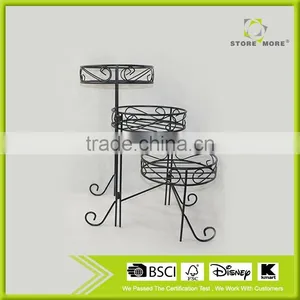 3 Tier Decorative Black Metal Plant Stand Flower Stand Multi Planter Flower Pot Racks thumbnail-1