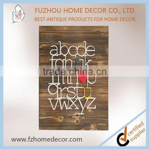 Good Quality Burning Finish Wooden Wall Sign With Colorful Metal Letters for Home Decoration thumbnail-1