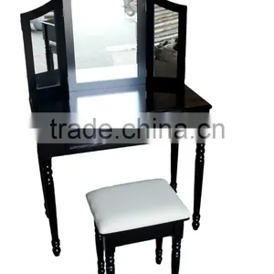 Black Dresser With Three Pieces Mirrors thumbnail-1