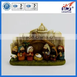 Christmas Nativity Scene Set With Holy Family-Mary,Joseph,Baby Jesus in Manger,Wisemen,Shepherds Figurines and Stable thumbnail-1