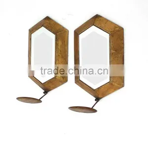 Golden Metal Mirrored Cheap Church Candle Holder For Wall Decor thumbnail-1