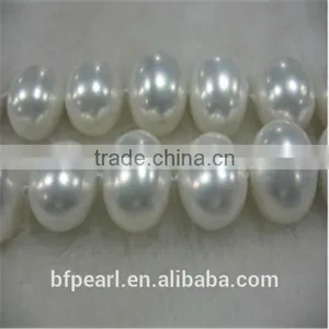 Pearl Jewelry 16-20mm Egg Shaped White Shell Pearl Beads Loose Strands thumbnail-1