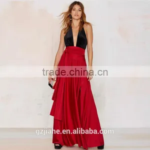 Jiahe Factory Latest JH7017 Fashion Long Skirt Design Sexy Slim Ladies High Side Slit Design Summer Maxi Skirt for Ladies thumbnail-1
