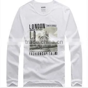 Wholesale Spandex/cotton Mens O-neck White t Shirt Long Sleeve thumbnail-1