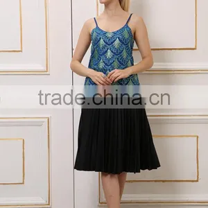 Blue Sequins Spaghetti Strap Women Tank Top thumbnail-2