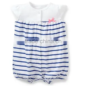 2015 Hot Sale Summer Wholesale 100% Cotton Fashion Baby Girl Stripe Romper thumbnail-1