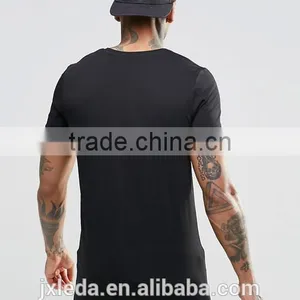 2016 Longline Short Sleeves Plain Crewneck Slim Fit Muscle t Shirt Wholesale thumbnail-2