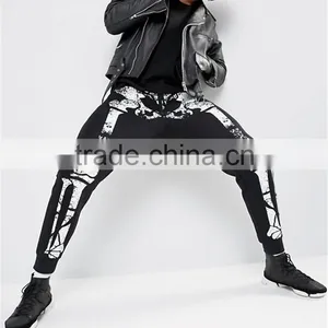 Custom Design Men Casual Pants Halloween Joggers With Skeleton Print Custom Print Cotton Leggings thumbnail-3