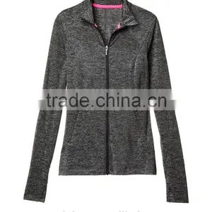 Womens Lightweight Yoga Zipper Hoodie Jacket Long Sleeve Running Top With Thumbhole Space Dye Sports T Shirt Active Fitness Wear thumbnail-2