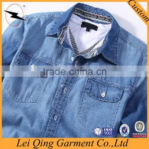 Blue Fashion Men Colored Denim Shirts thumbnail-3