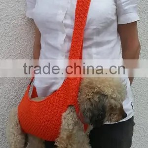 Summer Crochet Pat Dog Sling Carrier With Pockets thumbnail-5