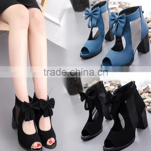Zm50269b 2017 Spring and Summer New Style Lady Chunky Heels Sandal Bowknot Sandals Shoes Women thumbnail-1