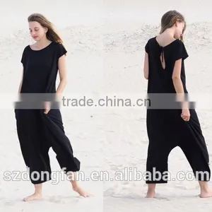 Women Black Oversized Jumpsuit Girl's Loose Overalls Sexy Romper thumbnail-1
