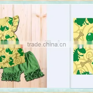 Used Clothes Wholesale New York Yellow T-shirt With Dinosaur Picture Icing Shorts Children Outfit thumbnail-1