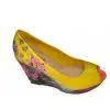 PU Upper Material Ladies Yellow Peep Toe Wedge Sandals With 10.5cm Heels thumbnail-1