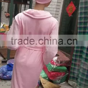 Gaoyang Factory Cheap Microfiber Bath Robe With Hair-drying Cap thumbnail-1