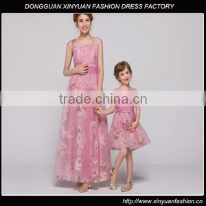 2015 New Design Floral Chiffon Mother and Daughter Clothing, Mother and Daughter Dress Design thumbnail-1