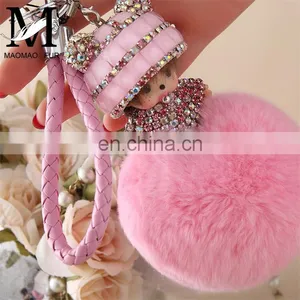 Fashion Cute Fur Accessory Real Rabbit Fur Monchhichi Keychain thumbnail-6