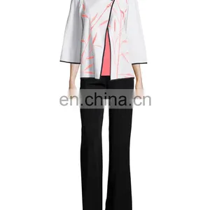 Bamboo-Print 3/4-Sleeve American Jacket Jacket Model for Women thumbnail-4