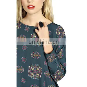 Wholesale Latest Retro Women Print Long Sleeve Vintage Dress thumbnail-3