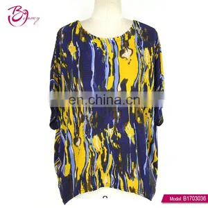 O-Neck Asymmetric Hem Fashion Plus Size Ladies Blouses Tops thumbnail-1