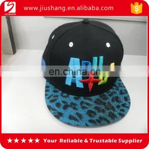 2016 Custom 5 Panel Flat Leopard 3D Embroidered Logo Hats With Factory Direct Supply thumbnail-1