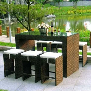 Luxury Weatherproof Rattan Table Chairs Rattan Garden Table Set thumbnail-1