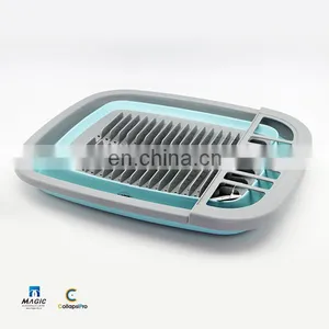 2018 Large Storage Collapsible Dish Drying Rack With Snap-on Drain Board thumbnail-4