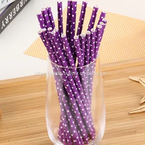 Polka Dot Paper Straws - Party Straws | Colorful Drinking Straws | Eco Friendly Biodegradable Straws thumbnail-1