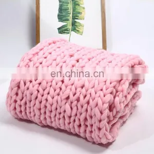 Super Large Soft Handmade Knitting Throw Blanket Big Chunky Yarn Knit Weighted Blankets for Couch Sofa Chair Home thumbnail-4