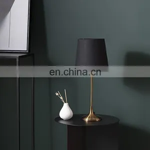 High Quality Modern Luxury Design Hotel Home Decor Black Linen Lampshade Metal Table Lamp for Bedroom thumbnail-4