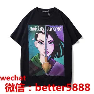Supply Charlie Luciano Tide Brand CL Dark Fairy Tale Print Round Neck Short-sleeved T-shirt First-hand Source thumbnail-3