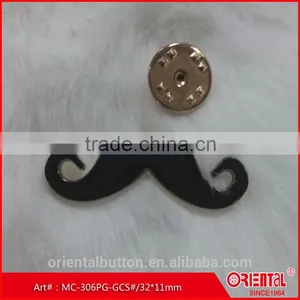 Black Epoxy With Silver Base Mustache-shaped Metal Brooch thumbnail-3