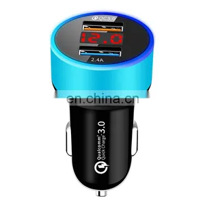 Hot Sale High Quality 5V 2.4A Dual USB Port Quick Usb Car Charger With Led Display thumbnail-1