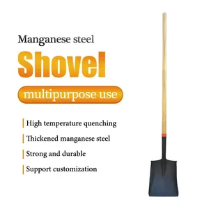 Long Handle Manganese Steel Garden Shovel Round Point Digging Shovel for Farming Landscaping Tool Supplier thumbnail-3