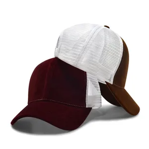 Two Tone Mesh Back Trucker Hat Breathable Cotton Front Panel Adjustable Snapback Outdoor Casual Custom Cap thumbnail-5