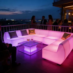 LED PE Plastic Portable Outdoor Commercial Bar Sofa Set With Illuminated Design for Night Club Lounge Modern Furniture thumbnail-2