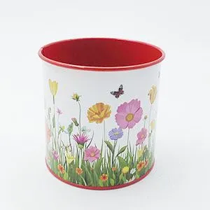 Printed Cylindrical Galvanized Iron Planter, Decorative Metal Flower Pot With Assorted Floral & Cartoon Patterns For Home Garden thumbnail-3