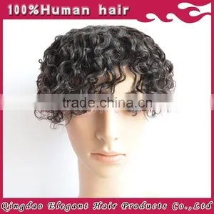 Elegant Hair Factory Wholesale Cheap Remy Human Hair Piece Toupee for Black Men thumbnail-1
