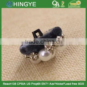 Wholesale Fabric Covered Rhinestone Pearl Button for Coat 15779 thumbnail-4