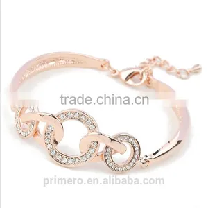 Fashion Jewelry 18K Rose Gold Filled Clear Unique Circle Austrian Crystal Bangle Bracelet thumbnail-6