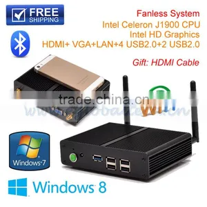 2014 Best Mini Computer Intel Quad Core J1900 2.0Ghz 7.5W Power HDMI VGA Smallest pc Aluminum 4G RAM 120G SSD Windows or Linux thumbnail-1