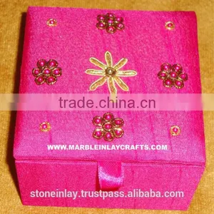 Elegant Zari Hand Embroidery Jewelry Boxes thumbnail-1