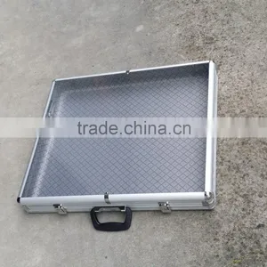 Large Aluminum Glass Top Display Locking Travel CounterTop Case W/side Panel thumbnail-5