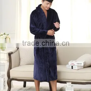 Bath Robe Female Night Gown Men Spa Flannel Bathrobe Unisex Pajamas Thick Long Sleeve Nightgown Sleepwear Kimono Womens Gowns thumbnail-1